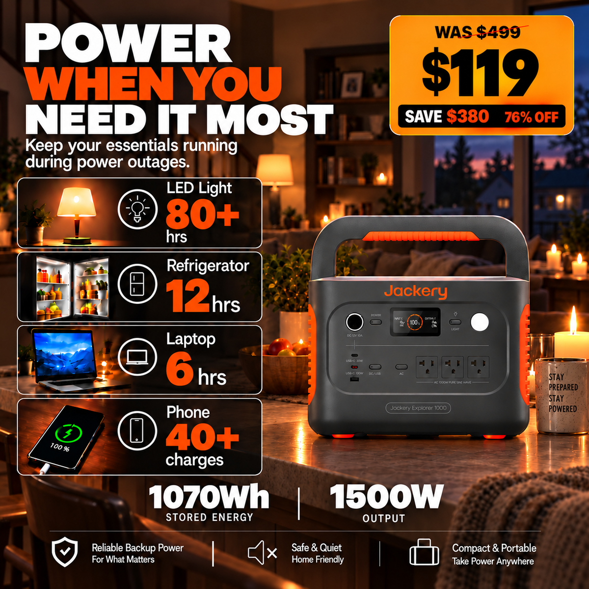 1070Wh Solar Generator Kit + FREE 200W Solar Panel (Limited BOGO)