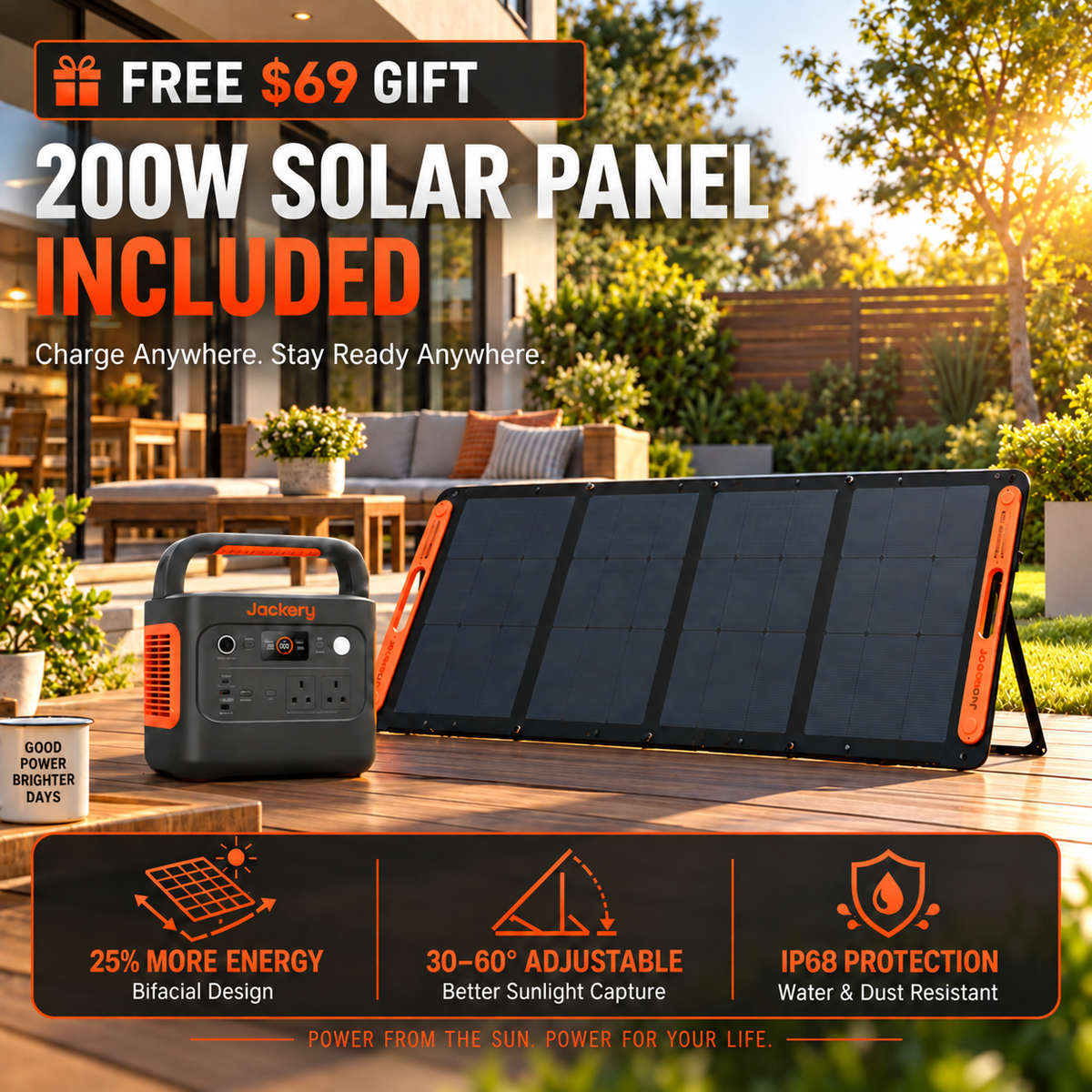 1070Wh Solar Generator Kit + FREE 200W Solar Panel (Limited BOGO)