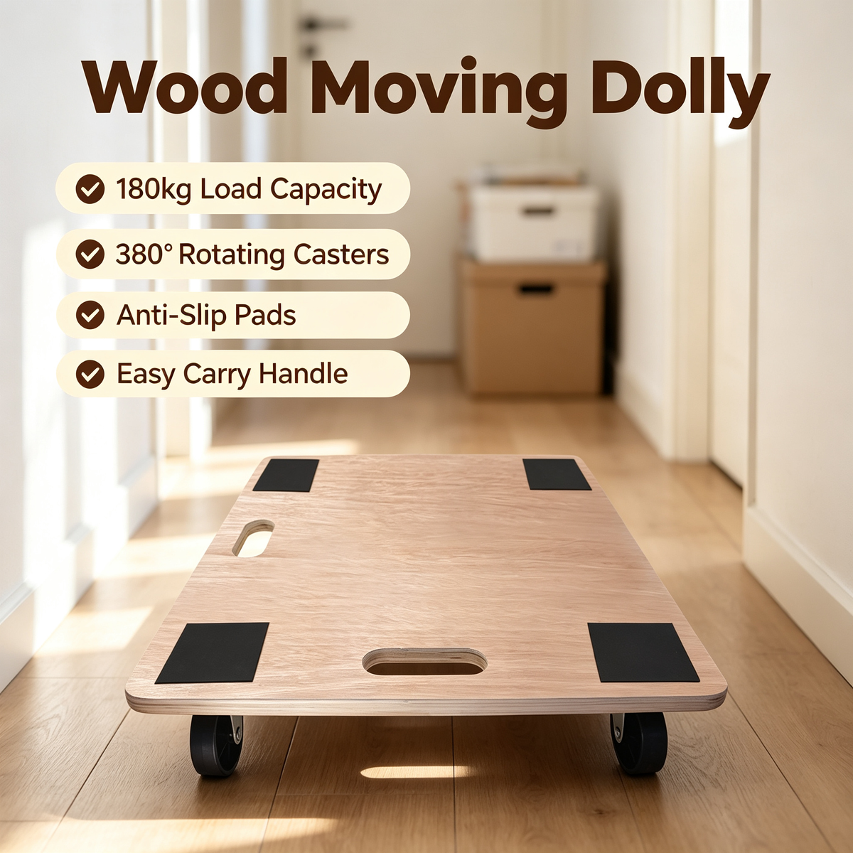 Wood Moving Dolly with 360° Rotating Casters
