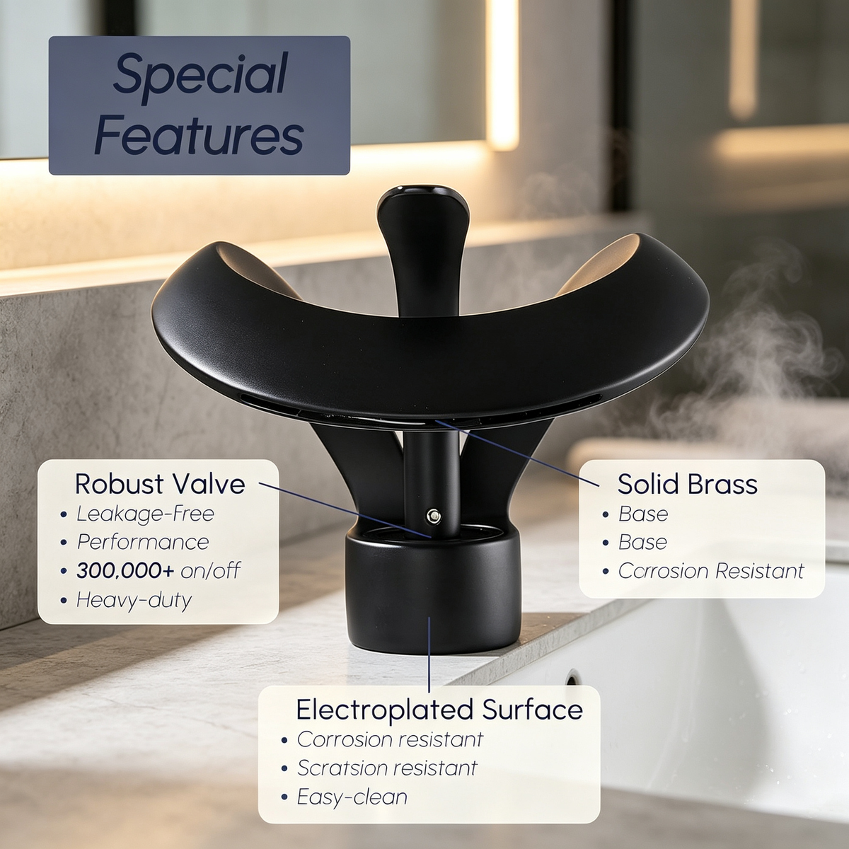 Black Waterfall Bathroom Faucet