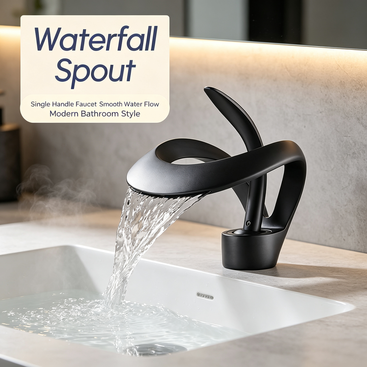 Black Waterfall Bathroom Faucet